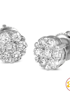 14KW 0.75CTW DIAMOND V-PRONG FLOWER EARRINGS