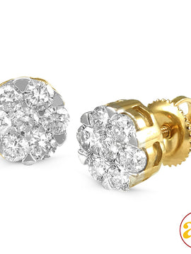 14KY 1.00CTW DIAMOND V-PRONG FLOWER EARRINGS