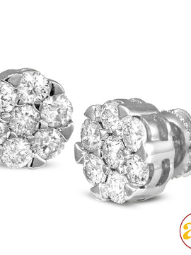 14KW 1.50CTW DIAMOND V-PRONG FLOWER EARRINGS