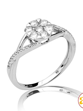 14KW 0.50CTW DIAMOND V-PRONG FLOWER RING