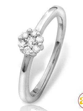 14KW 0.15CTW DIAMOND SOLITAIRE FLOWER PROMISE RING