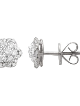 14KW 0.65CTW DIAMOND FLOWER EARRINGS WITH SINGLE