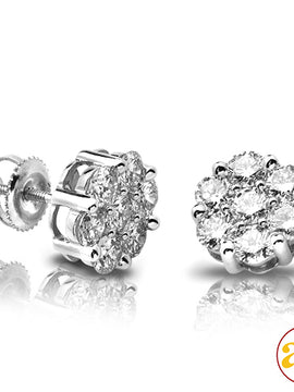 14KW 2.15CTW DIAMOND 7-STONE FLOWER EARRINGS