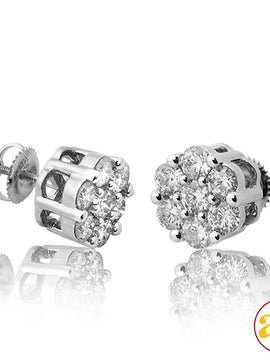 14KW 2.00CTW DIAMOND FLOWER EARRINGS