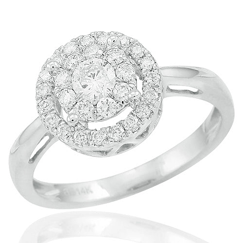 14KW 0.50CTW DIAMOND HALO FLEUR RING