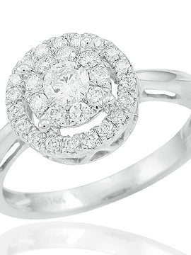 14KW 0.50CTW DIAMOND HALO FLEUR RING