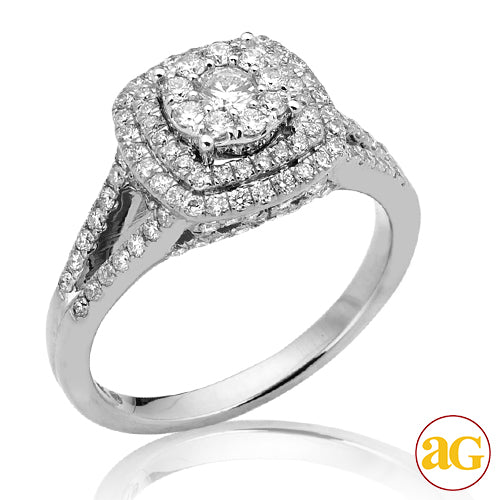 14KW 1.05CTW FLEUR DIAMOND BRIDAL RING WITH DOUBLE