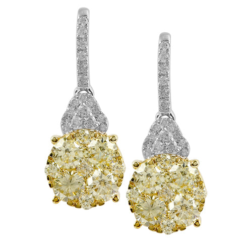 14KW 2.60CTW FANCY YELLOW DIAMOND EARRINGS