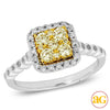 14KW 0.65CTW FANCY YELLOW DIAMOND CLUSTER RING