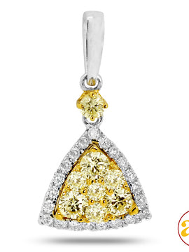 14KW 0.90 CTW FANCY YELLOW DIAMOND CLUSTER PENDANT