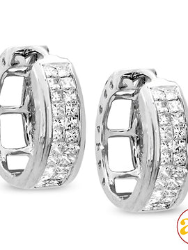 14KW  1.00CTW DIAMOND HOOP EARRINGS