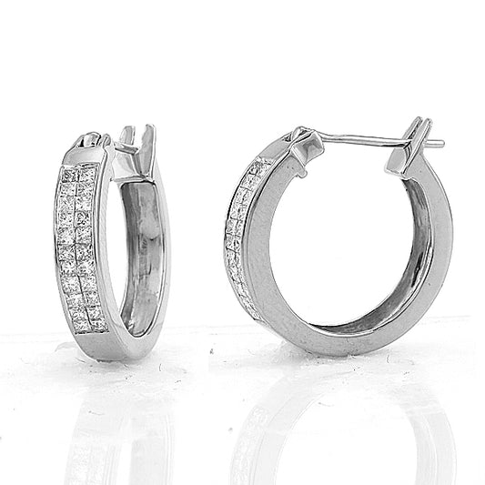 14KW 1.00CTW DIAMOND TWO ROW PRINCESS CUT HOOP