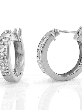 14KW 1.00CTW DIAMOND TWO ROW PRINCESS CUT HOOP