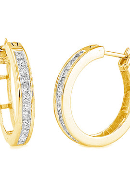 14KY 0.75CTW DIAMOND HOOP EARRINGS