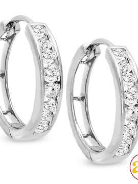 14KW 1.00CTW DIAMOND HOOPS [CHANNEL SET ROUNDS]