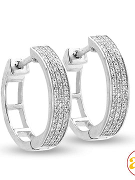 14KW 0.25CTW DIAMOND HOOP EARRINGS