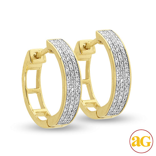 14KY 0.25CTW DIAMOND HOOP EARRINGS