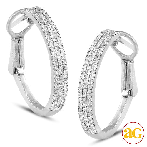 10KW 0.35CTW DIAMOND HOOP EARRINGS [FLAT EDGE]