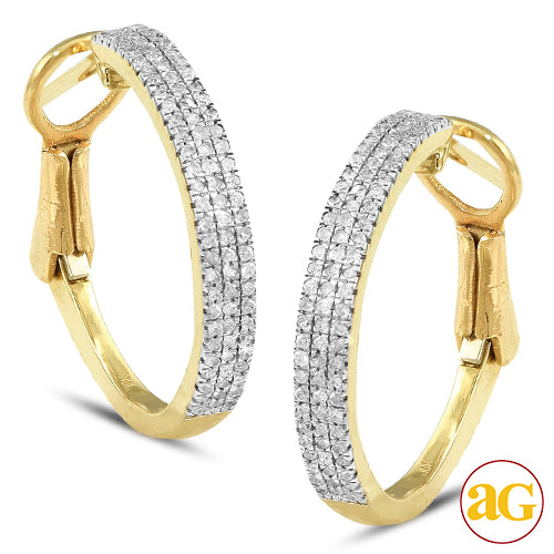 10KY 0.35CTW DIAMOND HOOP EARRINGS [FLAT EDGE]