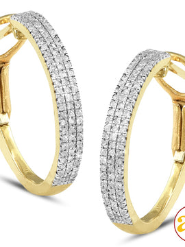 10KY 0.35CTW DIAMOND HOOP EARRINGS [FLAT EDGE]