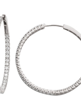 14KW 1.40CTW DIAMOND SINGLE ROW HOOP EARRINGS