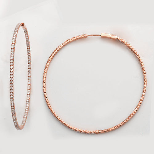 14KR 4.65CTW DIAMOND SINGLE ROW INSIDE OUT HOOP