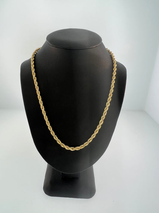 10kt Yellow Gold Diamond Cut Rope Chain