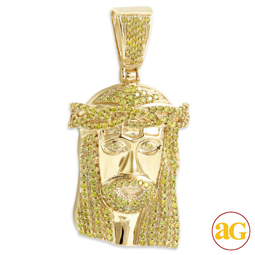 10KY 3.50CTW YELLOW DIAMOND JESUS PENDANT