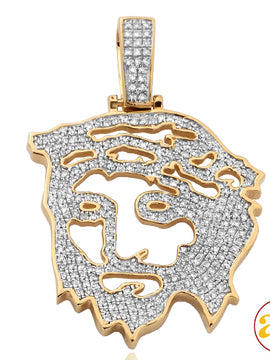 10KY 0.55CTW DIAMOND OPEN FACE JESUS PENDANT