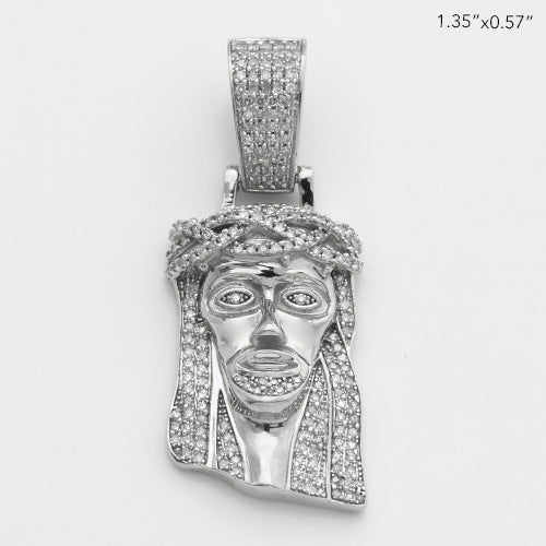 10KW 0.55CTW MICROPAVE DIAMOND JESUS HEAD PENDANT