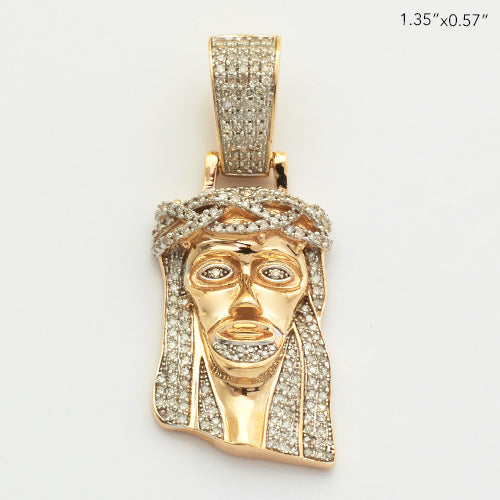 10KY 0.55CTW MICROPAVE DIAMOND JESUS HEAD PENDANT