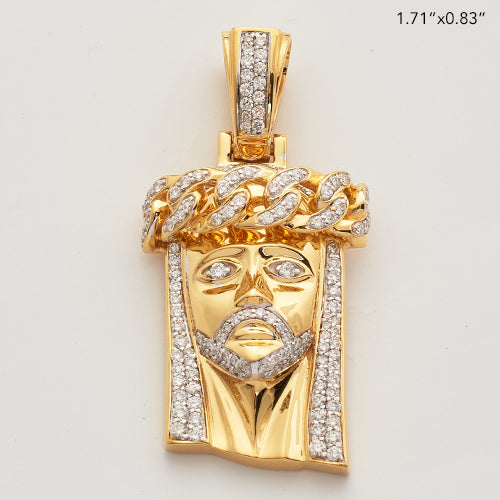 14KY 1.25CTW DIAMOND MIAMI CUBAN JESUS PENDANT