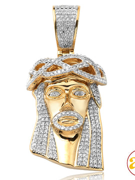 10KY 0.50CTW DIAMOND JESUS PENDANT [ROUNDED BAIL]