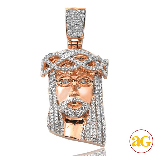 10KR 0.50CTW DIAMOND JESUS PENDANT [SQUARE BAIL]