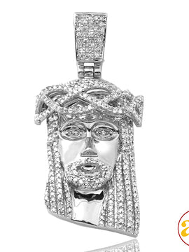 10KW 0.50CTW DIAMOND JESUS PENDANT [SQUARE BAIL]