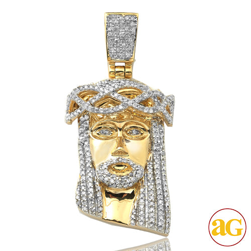 10KY 0.50CTW DIAMOND JESUS PENDANT [SQUARE BAIL]