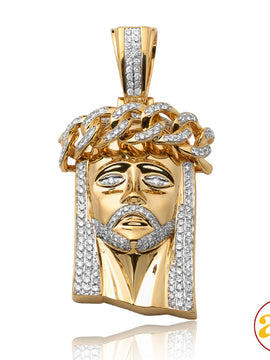 14KY 7.50CTW DIAMOND MIAMI CUBAN JESUS HEAD