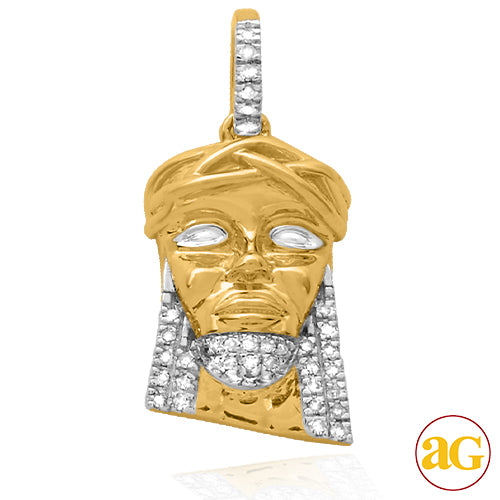 10KY 0.10CTW DIAMOND JESUS HEAD PENDANT - GOLD BRA