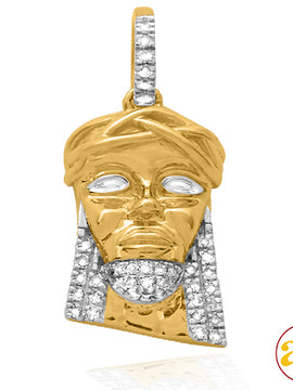 10KY 0.10CTW DIAMOND JESUS HEAD PENDANT - GOLD BRA