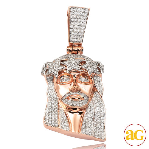 10KR 2.10CTW DIAMOND JESUS HEAD PENDANT - STAR CRO