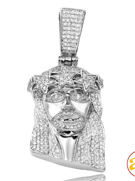 10KW 2.10CTW DIAMOND JESUS HEAD PENDANT - STAR CRO