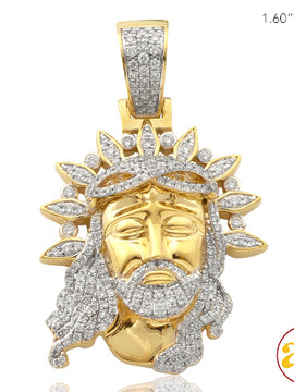 10KY 1.25CTW DIAMOND JESUS FACE WITH LEAF CROWN