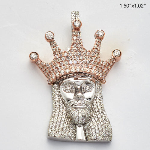 10KW+R 2.00CTW DIAMOND KING JESUS PENDANT