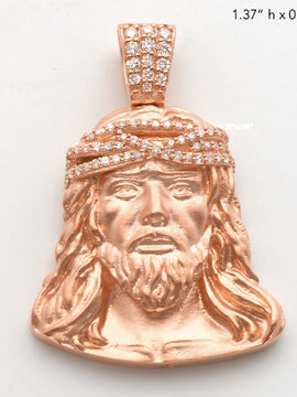 14KR 0.40CTW DIAMOND JESUS HEAD - BRAIDED