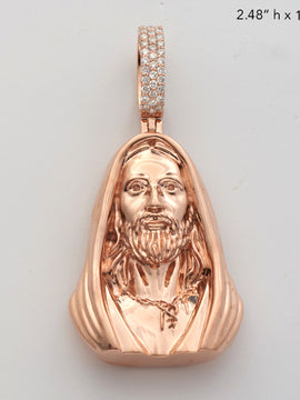 14KR 0.65CTW DIAMOND JESUS HEAD W/SCARF PENDANT