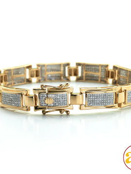 14KY 1.75 CTW MICRO PAVE  MENS DIAMOND BRACELET