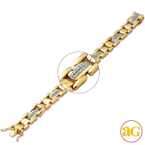 10KY 1.65CTW DIAMOND MENS BRACELET 8.0&quot;