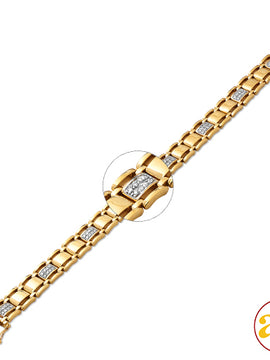 10KY 1.00CTW DIAMOND MENS BRACELET 8"