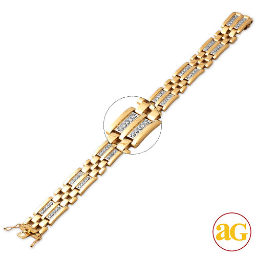 10KY 2.00CTW DIAMOND MENS BRACELET 8.5&quot;