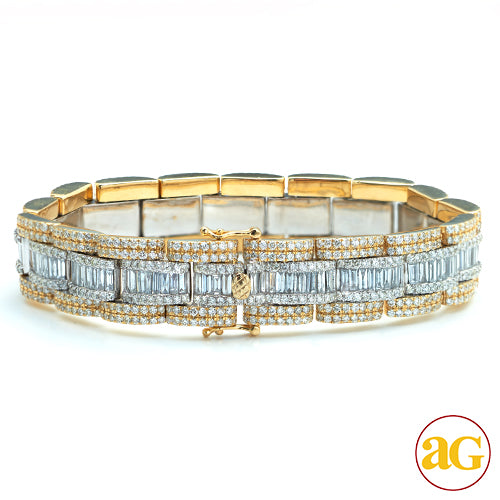 14KY 15.85 CTW BAGUETTE DIAMOND MENS BRACELET